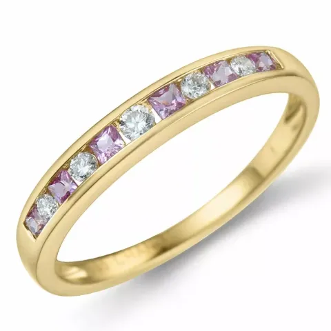 Kollektionsprøve pink safir brillantring i 14 karat guld 0,109 ct 0,18 ct 0,06 ct