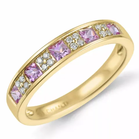 Kollektionsprøve pink safir diamantring i 14 karat guld 0,66 ct 0,08 ct