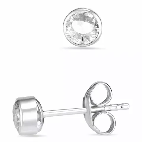 Kollektionsprøve runde øreringe i 14 karat hvidguld med zirkon