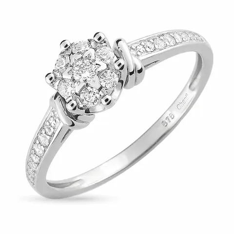 Kollektionsprøve hvid zirkon ring i 9 karat hvidguld