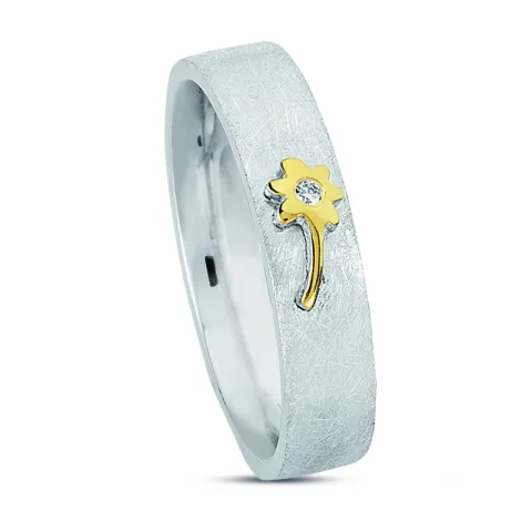 Kollektionsprøve zirkon ring i sølv og alm. guld