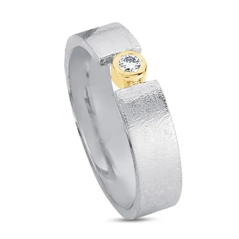Kollektionsprøve zirkon ring i sølv og alm. guld