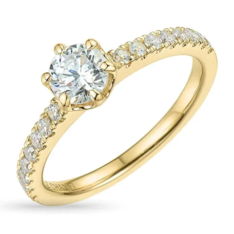 Kollektionsprøve zirkon ring i 9 karat guld