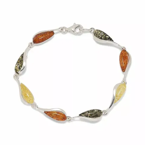 Kollektionsprøve dråbe rav armbånd i sølv med vedhæng i sølv