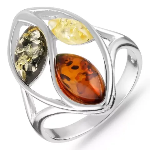 Kollektionsprøve blomster rav ring i sølv
