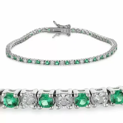 Kollektionsprøve grøn zirkon tennisarmbånd i sølv x 2,6 mm