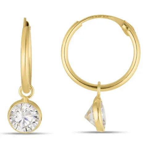 Kollektionsprøve 1/2 par creoler i 9 karat guld med zirkon