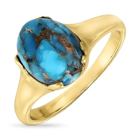 Kollektionsprøve blå syntetisk turkis ring i forgyldt sølv