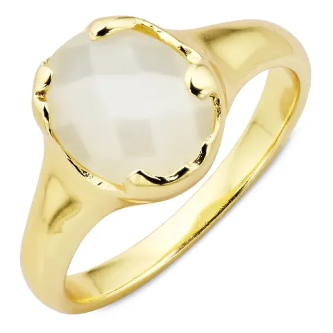 Kollektionsprøve hvid månesten ring i forgyldt messing - Eliné