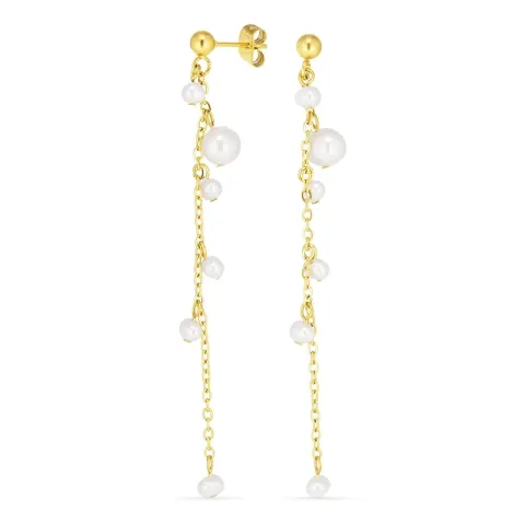 Kollektionsprøve perle kæde øreringe i forgyldt stål - OCEANA