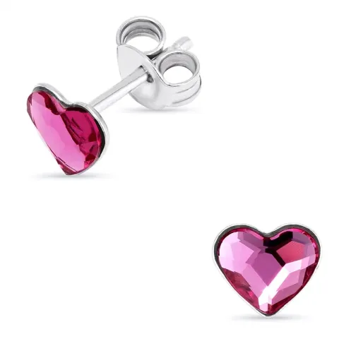 Kollektionsprøve hjerte lilla øreringe i sølv