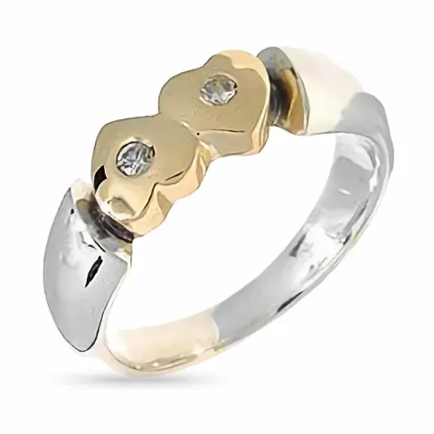 Kollektionsprøve hjerte ring i oxideret sølv med 8 karat guld