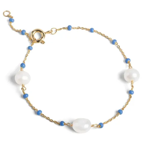 Kollektionsprøve Enamel Lola Perlita armbånd i forgyldt sølv blå emalje