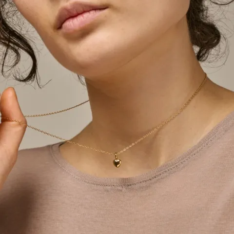 Enamel Amore hjerte Halskæde med vedhæng i forgyldt sølv