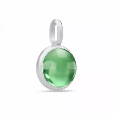 Julie Sandlau rundt grønt krystal vedhæng i satinrhodineret sterlingsølv grøn krystal