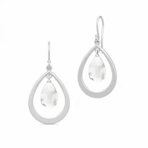 Julie Sandlau dråbe hvid krystal øreringe i satinrhodineret sterlingsølv hvid krystal
