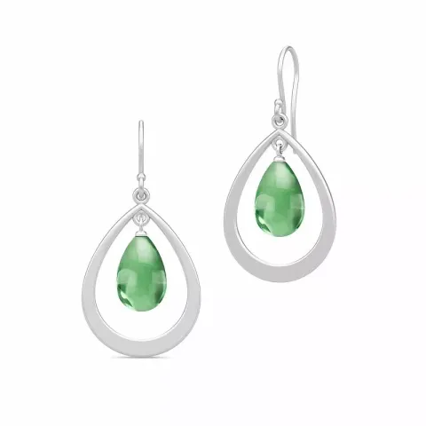 store Julie Sandlau Prime droplet dråbeformet grønne krystal øreringe i satinrhodineret sterlingsølv grøn krystal