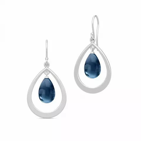 Julie Sandlau dråbeformet blå krystal øreringe i satinrhodineret sterlingsølv blå krystal
