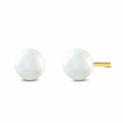 6 mm Julie Sandlau Ocean runde perle øreringe i forgyldt sølv