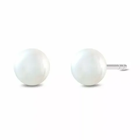 6 mm Julie Sandlau Ocean runde perle øreringe i satinrhodineret sterlingsølv