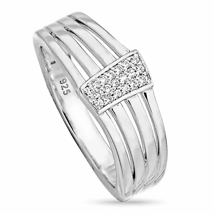 bred zirkon sølv ring i sølv