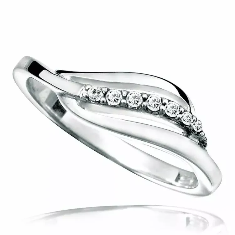 Glat hvid zirkon ring i rhodineret sølv