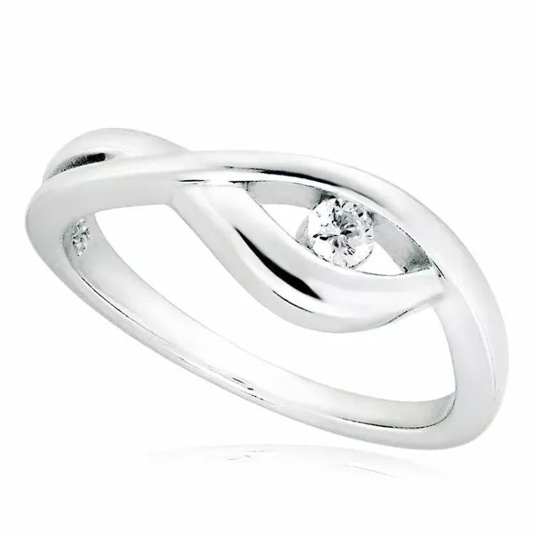 hvid zirkon ring i rhodineret sølv