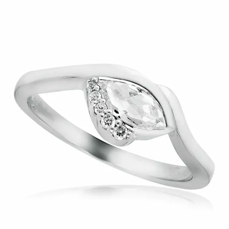 hvid zirkon ring i rhodineret sølv