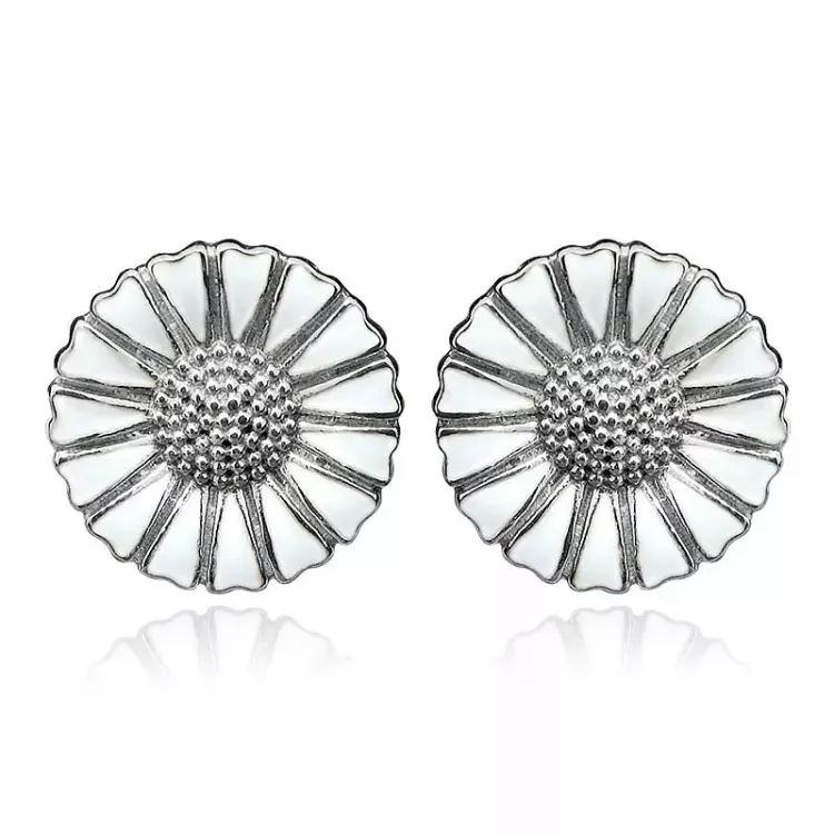 15 mm marguerit ørestikker i sølv