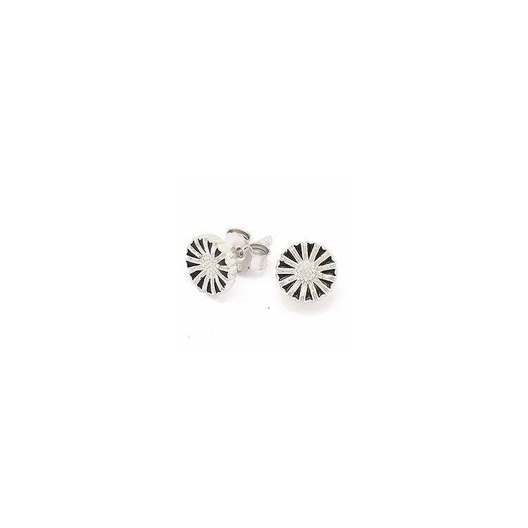 7,5 mm marguerit sorte ørestikker i sølv