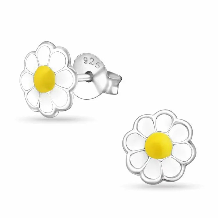 6,5 mm marguerit øreringe i sølv - Little Ones