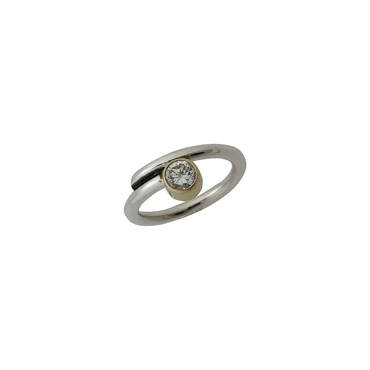 Elegant Randers Sølv ring i sølv med 14 karat guld hvid zirkon