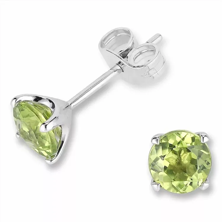 Grønne peridot øreringe i 9 karat hvidguld med peridot