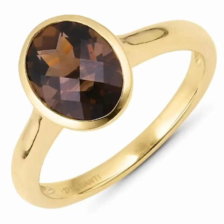 oval kvarts solitairering i 9 karat guld