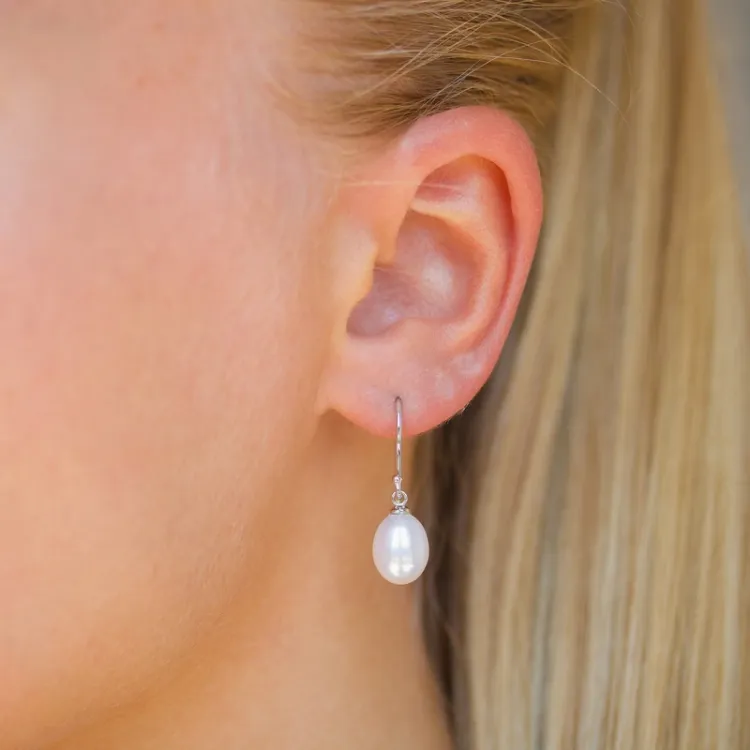 8-8,5 mm perle øreringe i sølv