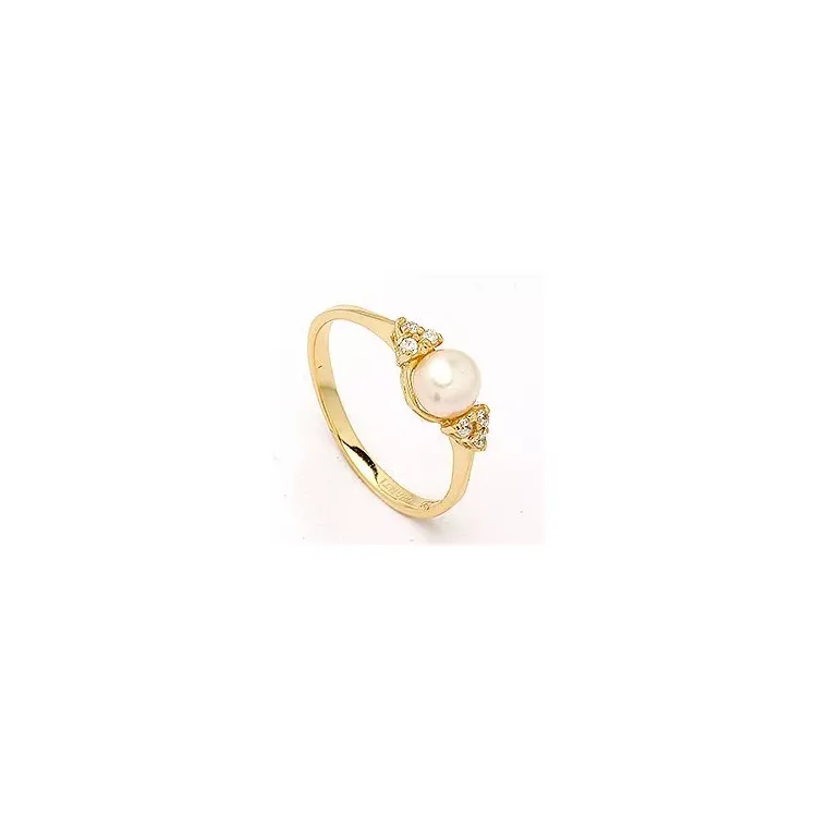 perle ring i forgyldt sølv