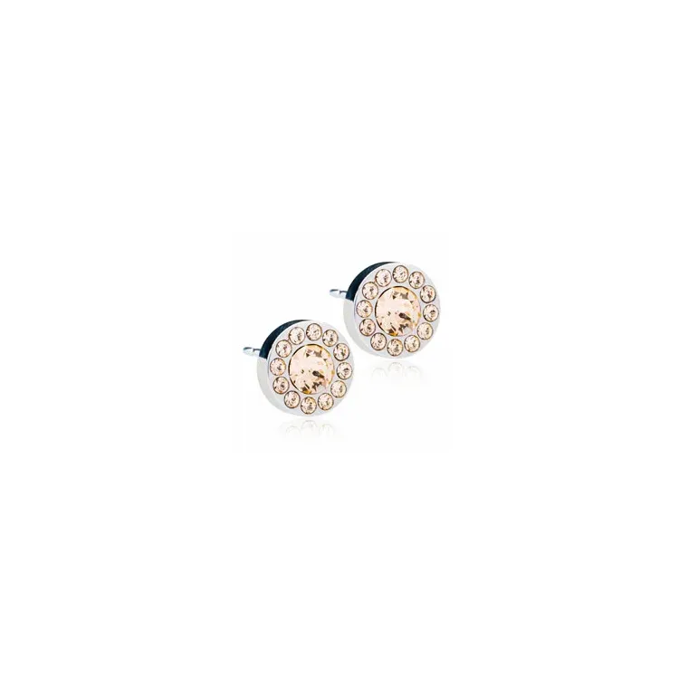 Blomdahl runde øreringe i titanium ferskenfarvet swarovski krystaller