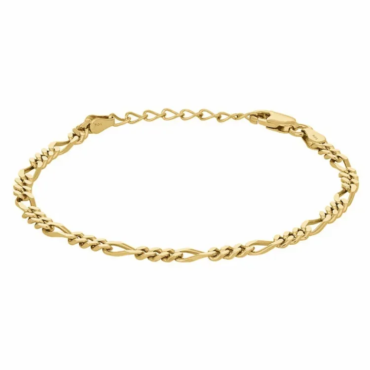 Kollektionsprøve Figaroarmbånd i forgyldt sølv x 3 mm