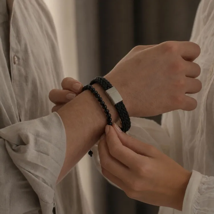 Nordahl andersen sort armbånd i læder