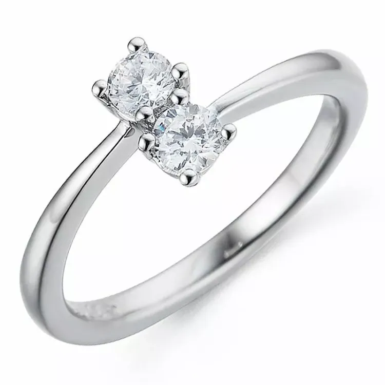 Abstrakt diamant ring i 14 karat hvidguld 0,30 ct