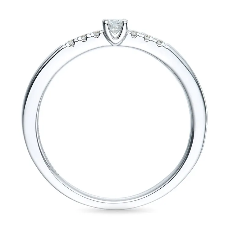 rund diamantring i 14 karat hvidguld 0,08 ct 0,06 ct