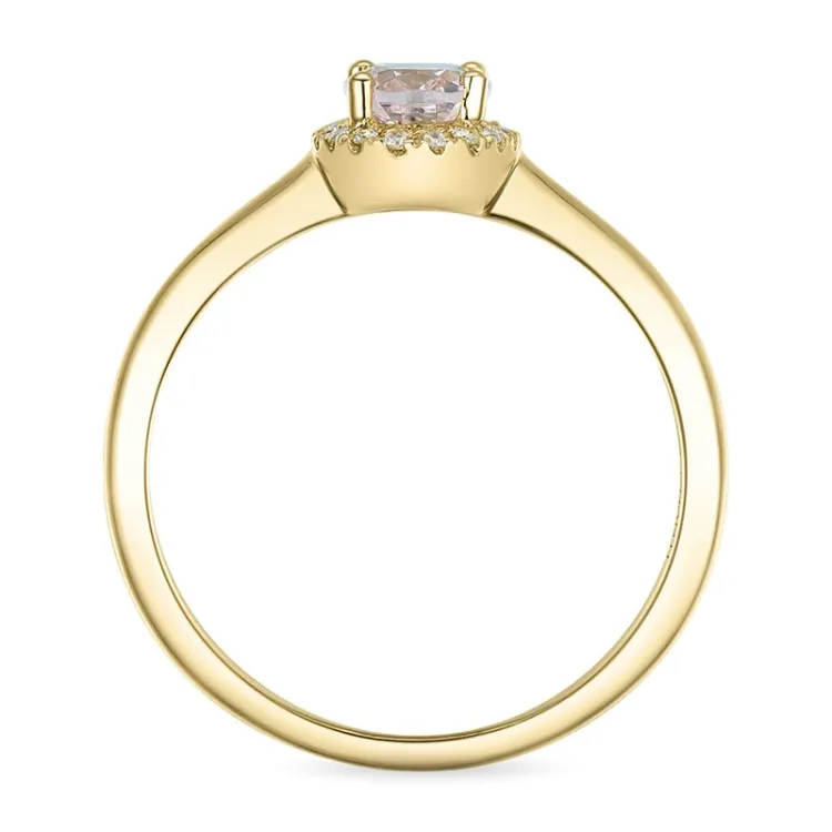 oval morganit diamantring i 14 karat guld 0,83 ct 0,09 ct