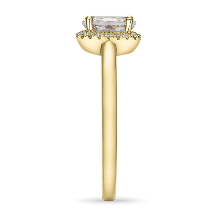 oval morganit diamantring i 14 karat guld 0,83 ct 0,09 ct