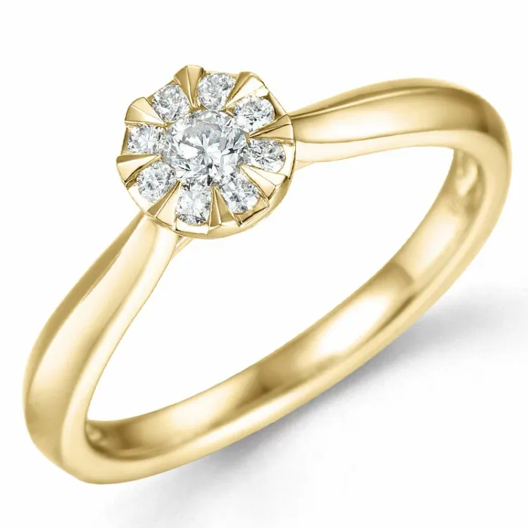 Kollektionsprøve rund diamant ring i 14 karat guld 0,10 ct 0,12 ct