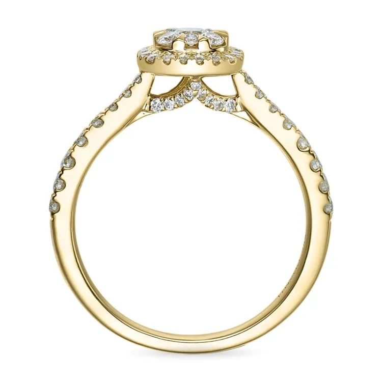 firkantet diamantring i 14 karat guld 0,10 ct 0,44 ct