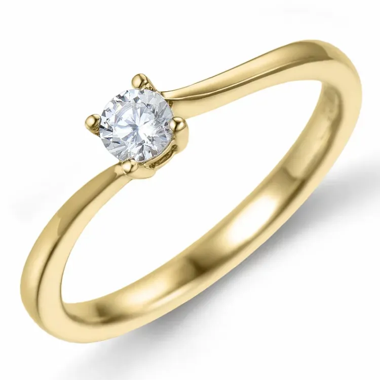 diamant solitairering i 14 karat guld 0,20 ct