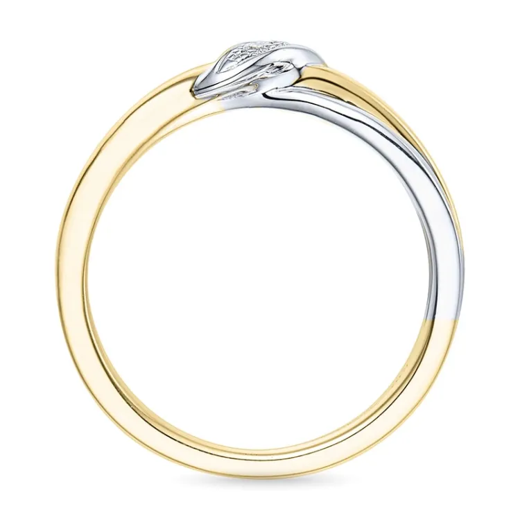 diamantring i 14 karat guld.- og hvidguld 0,03 ct