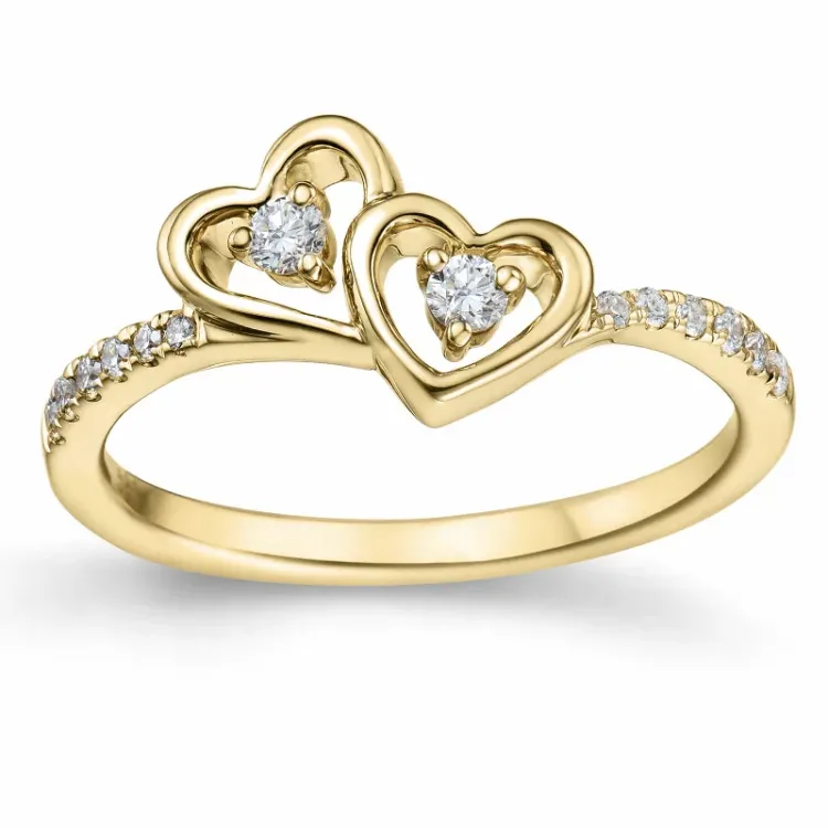 hjerte diamant ring i 14 karat guld 0,178 ct
