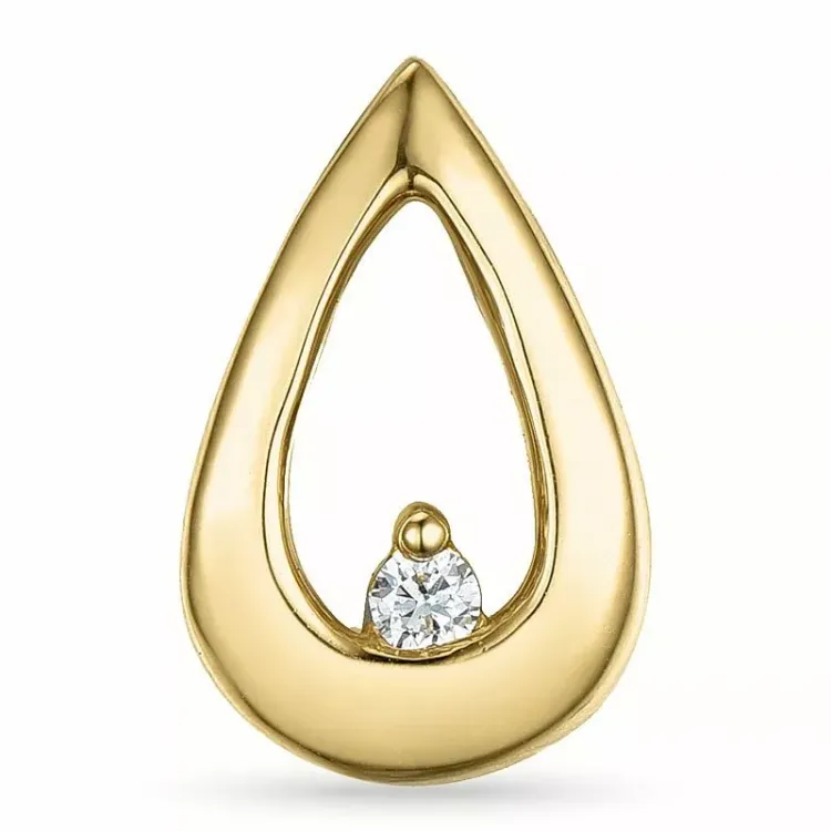Dråbeformet diamant vedhæng i 14 karat guld 0,03 ct