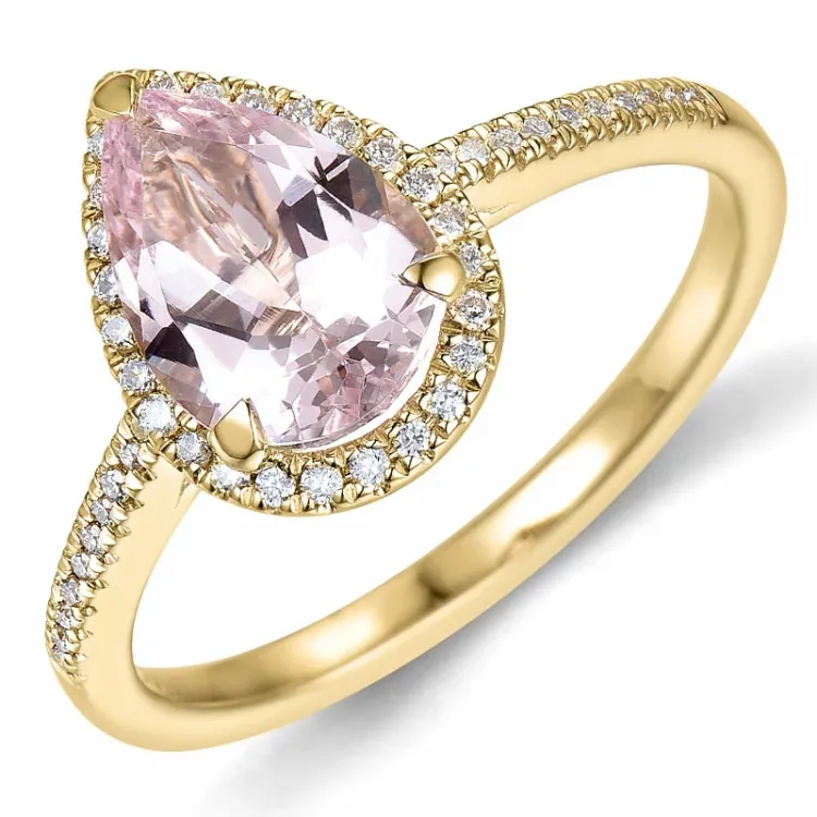 morganit diamantring i 14 karat guld 1,80 ct 0,16 ct